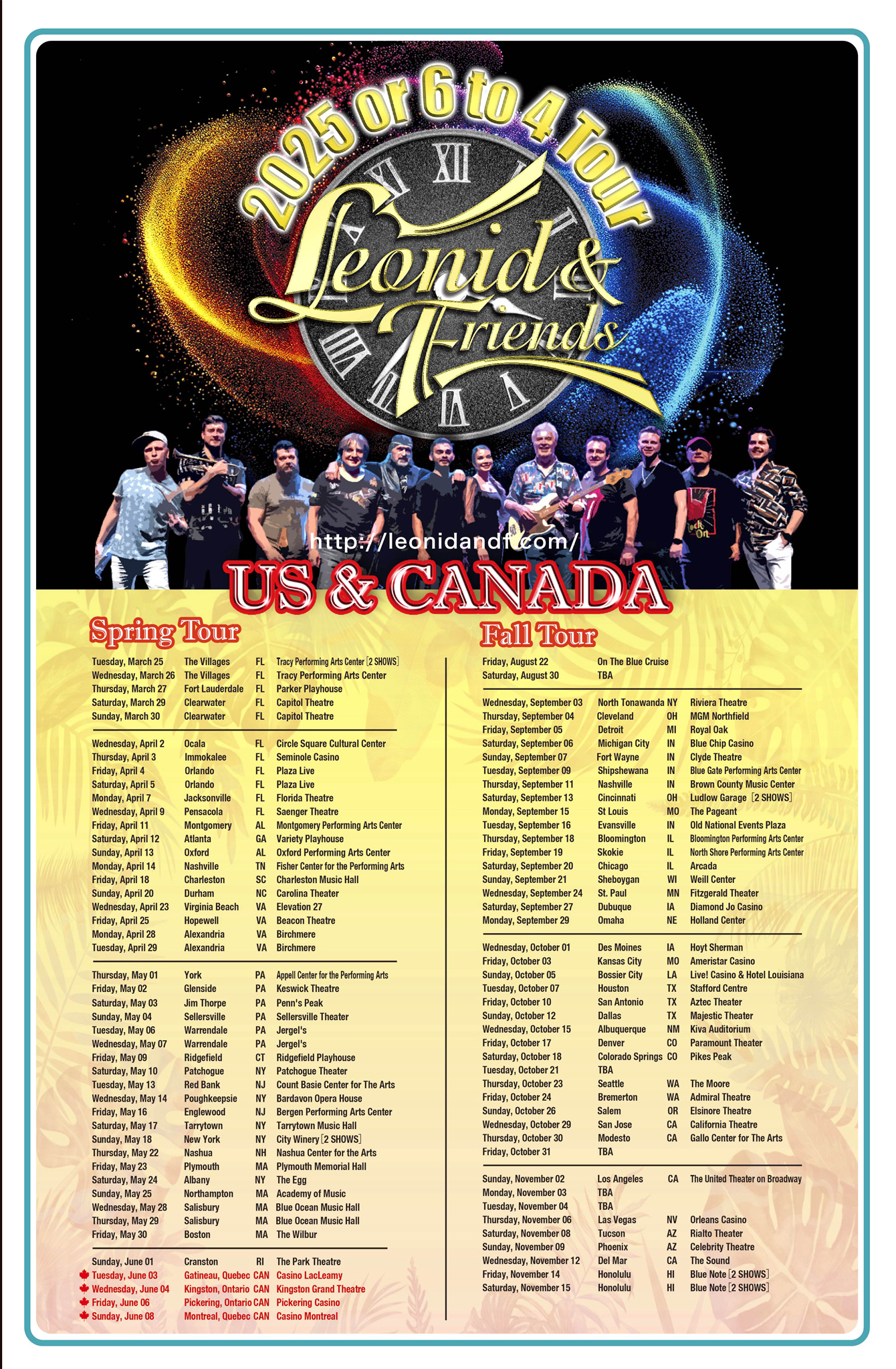 Leonid & Friends 2025 or 6 to 4 Tour Poster 2025
